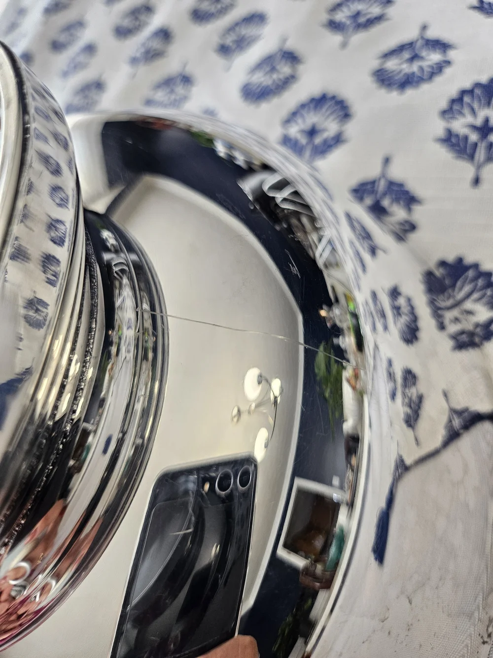 VTG Newport Gorham Silverplate Teal Green Enamel Lined Paul Revere Bowl 8.5